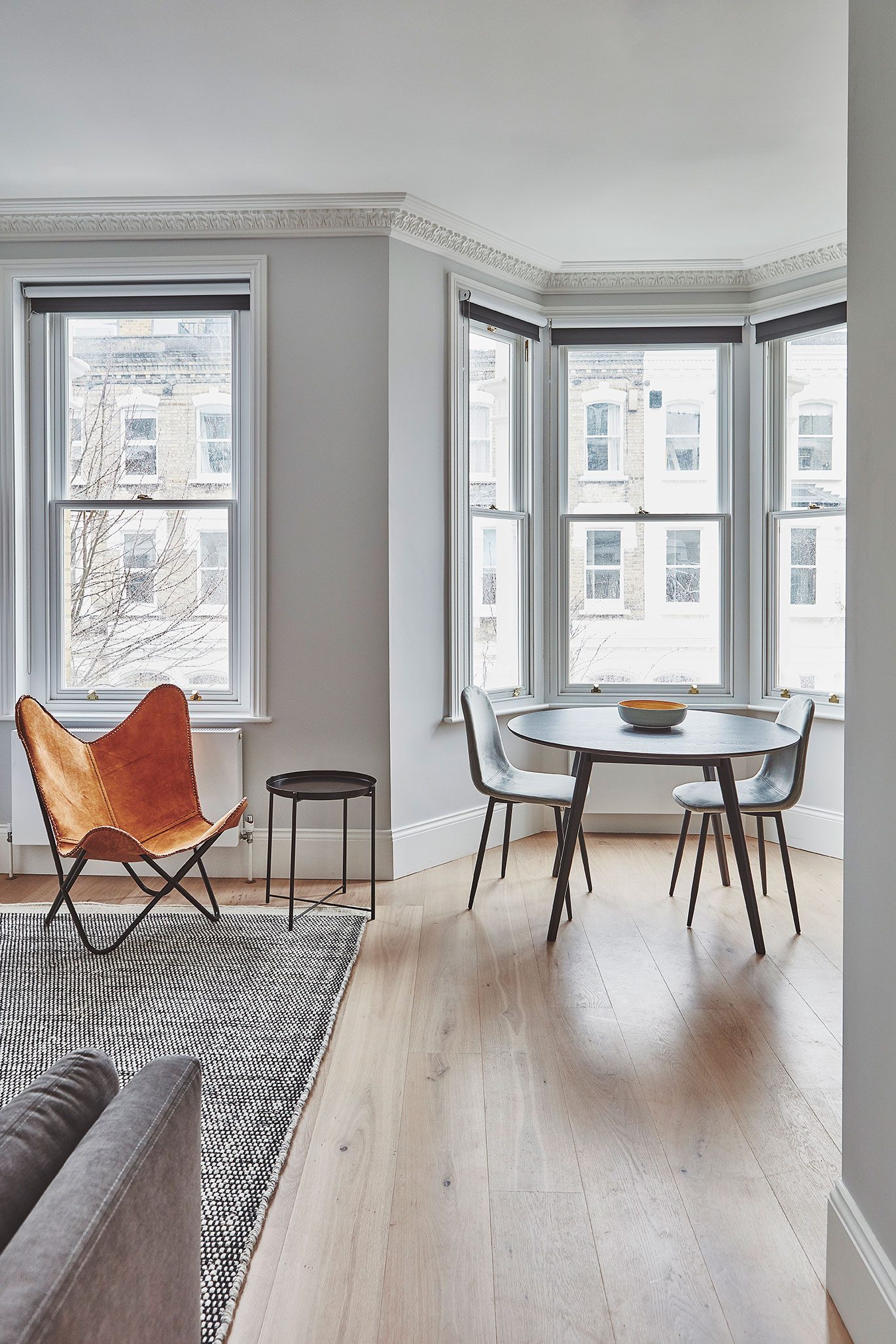 Living and dining space in the bay window